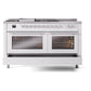ILVE Professional Plus II 60-Inch Dual Fuel Range with 7 Sealed Burners + Griddle + French Top, 5.8 cu. ft. Oven, White, Natural Gas, Solid Door, UP60FSQMPWH