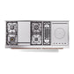 ILVE Nostalgie II 60-Inch Dual Fuel Range with 7 Sealed Burners + Griddle + French Top, 5.8 cu. ft. Oven, Antique White with Copper Trim, Natural Gas, Solid Door, UP60FSQNMPAWP