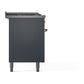 ILVE Nostalgie II 60-Inch Dual Fuel Range with 7 Sealed Burners + Griddle + French Top, 5.8 cu. ft. Oven, Blue Grey with Copper Trim, Liquid Propane, Solid Door, UP60FSQNMPBGPLP