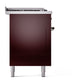 ILVE Nostalgie II 60-Inch Dual Fuel Range with 7 Sealed Burners + Griddle + French Top, 5.8 cu. ft. Oven, Burgundy with Burnished Trim, Natural Gas, Solid Door, UP60FSQNMPBUB