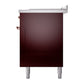 ILVE Nostalgie II 60-Inch Dual Fuel Range with 7 Sealed Burners + Griddle + French Top, 5.8 cu. ft. Oven, Burgundy with Copper Trim, Liquid Propane, Solid Door, UP60FSQNMPBUPLP