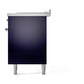 ILVE Nostalgie II 60-Inch Dual Fuel Range with 7 Sealed Burners + Griddle + French Top, 5.8 cu. ft. Oven, Midnight Blue with Chrome Trim, Liquid Propane, Solid Door, UP60FSQNMPMBCLP