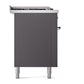 ILVE Nostalgie II 60-Inch Dual Fuel Range with 7 Sealed Burners + Griddle + French Top, 5.8 cu. ft. Oven, Graphite Matte with Chrome Trim, Natural Gas, Solid Door, UP60FSQNMPMGC