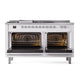 ILVE Nostalgie II 60-Inch Dual Fuel Range with 7 Sealed Burners + Griddle + French Top, 5.8 cu. ft. Oven, RAL with Chrome Trim, Natural Gas, Solid Door, UP60FSQNMPRAC