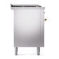 ILVE Nostalgie II 60-Inch Dual Fuel Range with 7 Sealed Burners + Griddle + French Top, 5.8 cu. ft. Oven, Stainless Steel with Brass Trim, Natural Gas, Solid Door, UP60FSQNMPSSG