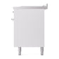 ILVE Nostalgie II 60-Inch Dual Fuel Range with 7 Sealed Burners + Griddle + French Top, 5.8 cu. ft. Oven, White with Chrome Trim, Liquid Propane, Solid Door, UP60FSQNMPWHCLP