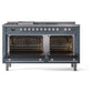 ILVE Professional Plus II 60-Inch Dual Fuel Range with 7 Sealed Burners + Griddle + French Top, 5.8 cu. ft. Oven, Blue Grey, Liquid Propane, Triple Glass Door, UP60FSWMPBGLP