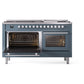ILVE Professional Plus II 60-Inch Dual Fuel Range with 9 Sealed Burners + Griddle, 5.8 cu. ft. Oven, Blue Grey, Natural Gas, Triple Glass Door, UP60FWMPBG