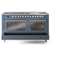 ILVE Professional Plus II 60-Inch Dual Fuel Range with 9 Sealed Burners + Griddle, 5.8 cu. ft. Oven, Blue Grey, Natural Gas, Triple Glass Door, UP60FWMPBG