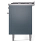 ILVE Professional Plus II 60-Inch Dual Fuel Range with 9 Sealed Burners + Griddle, 5.8 cu. ft. Oven, Blue Grey, Natural Gas, Triple Glass Door, UP60FWMPBG