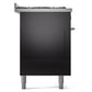 ILVE Professional Plus II 60-Inch Dual Fuel Range with 9 Sealed Burners + Griddle, 5.8 cu. ft. Oven, Glossy Black, Liquid Propane, Triple Glass Door, UP60FWMPBKLP