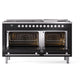 ILVE Professional Plus II 60-Inch Dual Fuel Range with 9 Sealed Burners + Griddle, 5.8 cu. ft. Oven, Glossy Black, Natural Gas, Triple Glass Door, UP60FWMPBK