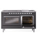 ILVE Professional Plus II 60-Inch Dual Fuel Range with 9 Sealed Burners + Griddle, 5.8 cu. ft. Oven, Graphite Matte, Liquid Propane, Triple Glass Door, UP60FWMPMGLP