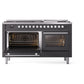 ILVE Professional Plus II 60-Inch Dual Fuel Range with 9 Sealed Burners + Griddle, 5.8 cu. ft. Oven, Graphite Matte, Natural Gas, Triple Glass Door, UP60FWMPMG