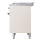 ILVE Nostalgie II 40-Inch Dual Fuel Range with 6 Sealed Burners + Griddle, 4.3 cu. ft. Oven, Antique White with Burnished Trim, Natural Gas, Triple Glass Door, UPD40FNMPAWB