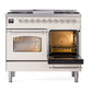 ILVE Nostalgie II 40-Inch Dual Fuel Range with 6 Sealed Burners + Griddle, 4.3 cu. ft. Oven, Antique White with Chrome Trim, Liquid Propane, Triple Glass Door, UPD40FNMPAWCLP