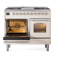 ILVE Nostalgie II 40-Inch Dual Fuel Range with 6 Sealed Burners + Griddle, 4.3 cu. ft. Oven, Antique White with Chrome Trim, Natural Gas, Triple Glass Door, UPD40FNMPAWC