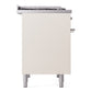 ILVE Nostalgie II 40-Inch Dual Fuel Range with 6 Sealed Burners + Griddle, 4.3 cu. ft. Oven, Antique White with Chrome Trim, Natural Gas, Triple Glass Door, UPD40FNMPAWC