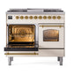 ILVE Nostalgie II 40-Inch Dual Fuel Range with 6 Sealed Burners + Griddle, 4.3 cu. ft. Oven, Antique White with Brass Trim, Liquid Propane, Triple Glass Door, UPD40FNMPAWGLP