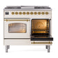 ILVE Nostalgie II 40-Inch Dual Fuel Range with 6 Sealed Burners + Griddle, 4.3 cu. ft. Oven, Antique White with Brass Trim, Liquid Propane, Triple Glass Door, UPD40FNMPAWGLP