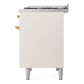 ILVE Nostalgie II 40-Inch Dual Fuel Range with 6 Sealed Burners + Griddle, 4.3 cu. ft. Oven, Antique White with Brass Trim, Natural Gas, Triple Glass Door, UPD40FNMPAWG
