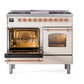ILVE Nostalgie II 40-Inch Dual Fuel Range with 6 Sealed Burners + Griddle, 4.3 cu. ft. Oven, Antique White with Copper Trim, Liquid Propane, Triple Glass Door, UPD40FNMPAWPLP