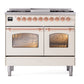 ILVE Nostalgie II 40-Inch Dual Fuel Range with 6 Sealed Burners + Griddle, 4.3 cu. ft. Oven, Antique White with Copper Trim, Natural Gas, Triple Glass Door, UPD40FNMPAWP