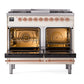 ILVE Nostalgie II 40-Inch Dual Fuel Range with 6 Sealed Burners + Griddle, 4.3 cu. ft. Oven, Antique White with Copper Trim, Natural Gas, Triple Glass Door, UPD40FNMPAWP