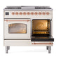 ILVE Nostalgie II 40-Inch Dual Fuel Range with 6 Sealed Burners + Griddle, 4.3 cu. ft. Oven, Antique White with Copper Trim, Natural Gas, Triple Glass Door, UPD40FNMPAWP