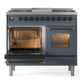 ILVE Nostalgie II 40-Inch Dual Fuel Range with 6 Sealed Burners + Griddle, 4.3 cu. ft. Oven, Blue Grey with Burnished Trim, Natural Gas, Triple Glass Door, UPD40FNMPBGB