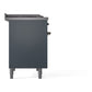 ILVE Nostalgie II 40-Inch Dual Fuel Range with 6 Sealed Burners + Griddle, 4.3 cu. ft. Oven, Blue Grey with Burnished Trim, Natural Gas, Triple Glass Door, UPD40FNMPBGB