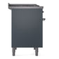 ILVE Nostalgie II 40-Inch Dual Fuel Range with 6 Sealed Burners + Griddle, 4.3 cu. ft. Oven, Blue Grey with Chrome Trim, Liquid Propane, Triple Glass Door, UPD40FNMPBGCLP