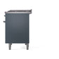 ILVE Nostalgie II 40-Inch Dual Fuel Range with 6 Sealed Burners + Griddle, 4.3 cu. ft. Oven, Blue Grey with Chrome Trim, Natural Gas, Triple Glass Door, UPD40FNMPBGC