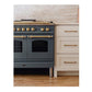 ILVE Nostalgie II 40-Inch Dual Fuel Range with 6 Sealed Burners + Griddle, 4.3 cu. ft. Oven, Blue Grey with Brass Trim, Natural Gas, Triple Glass Door, UPD40FNMPBGG