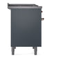 ILVE Nostalgie II 40-Inch Dual Fuel Range with 6 Sealed Burners + Griddle, 4.3 cu. ft. Oven, Blue Grey with Copper Trim, Natural Gas, Triple Glass Door, UPD40FNMPBGP