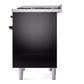 ILVE Nostalgie II 40-Inch Dual Fuel Range with 6 Sealed Burners + Griddle, 4.3 cu. ft. Oven, Glossy Black with Burnished Trim, Natural Gas, Triple Glass Door, UPD40FNMPBKB