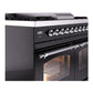 ILVE Nostalgie II 40-Inch Dual Fuel Range with 6 Sealed Burners + Griddle, 4.3 cu. ft. Oven, Glossy Black with Chrome Trim, Natural Gas, Triple Glass Door, UPD40FNMPBKC
