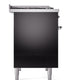 ILVE Nostalgie II 40-Inch Dual Fuel Range with 6 Sealed Burners + Griddle, 4.3 cu. ft. Oven, Glossy Black with Chrome Trim, Natural Gas, Triple Glass Door, UPD40FNMPBKC