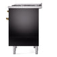 ILVE Nostalgie II 40-Inch Dual Fuel Range with 6 Sealed Burners + Griddle, 4.3 cu. ft. Oven, Glossy Black with Brass Trim, Liquid Propane, Triple Glass Door, UPD40FNMPBKGLP