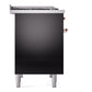 ILVE Nostalgie II 40-Inch Dual Fuel Range with 6 Sealed Burners + Griddle, 4.3 cu. ft. Oven, Glossy Black with Copper Trim, Liquid Propane, Triple Glass Door, UPD40FNMPBKPLP