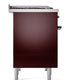 ILVE Nostalgie II 40-Inch Dual Fuel Range with 6 Sealed Burners + Griddle, 4.3 cu. ft. Oven, Burgundy with Burnished Trim, Liquid Propane, Triple Glass Door, UPD40FNMPBUBLP