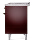ILVE Nostalgie II 40-Inch Dual Fuel Range with 6 Sealed Burners + Griddle, 4.3 cu. ft. Oven, Burgundy with Burnished Trim, Natural Gas, Triple Glass Door, UPD40FNMPBUB