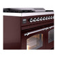 ILVE Nostalgie II 40-Inch Dual Fuel Range with 6 Sealed Burners + Griddle, 4.3 cu. ft. Oven, Burgundy with Chrome Trim, Natural Gas, Triple Glass Door, UPD40FNMPBUC