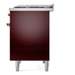 ILVE Nostalgie II 40-Inch Dual Fuel Range with 6 Sealed Burners + Griddle, 4.3 cu. ft. Oven, Burgundy with Brass Trim, Natural Gas, Triple Glass Door, UPD40FNMPBUG