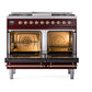 ILVE Nostalgie II 40-Inch Dual Fuel Range with 6 Sealed Burners + Griddle, 4.3 cu. ft. Oven, Burgundy with Copper Trim, Liquid Propane, Triple Glass Door, UPD40FNMPBUPLP