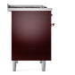 ILVE Nostalgie II 40-Inch Dual Fuel Range with 6 Sealed Burners + Griddle, 4.3 cu. ft. Oven, Burgundy with Copper Trim, Natural Gas, Triple Glass Door, UPD40FNMPBUP