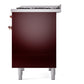 ILVE Nostalgie II 40-Inch Dual Fuel Range with 6 Sealed Burners + Griddle, 4.3 cu. ft. Oven, Burgundy with Copper Trim, Natural Gas, Triple Glass Door, UPD40FNMPBUP