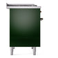 ILVE Nostalgie II 40-Inch Dual Fuel Range with 6 Sealed Burners + Griddle, 4.3 cu. ft. Oven, Emerald Green with Burnished Trim, Liquid Propane, Triple Glass Door, UPD40FNMPEGBLP