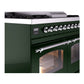 ILVE Nostalgie II 40-Inch Dual Fuel Range with 6 Sealed Burners + Griddle, 4.3 cu. ft. Oven, Emerald Green with Chrome Trim, Liquid Propane, Triple Glass Door, UPD40FNMPEGCLP