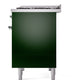 ILVE Nostalgie II 40-Inch Dual Fuel Range with 6 Sealed Burners + Griddle, 4.3 cu. ft. Oven, Emerald Green with Chrome Trim, Natural Gas, Triple Glass Door, UPD40FNMPEGC
